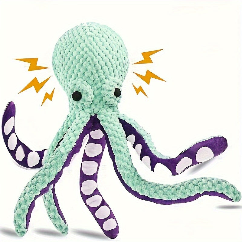BiteResistant Octopus Plush Dog Toy  Durable Squeaker Toy for Medium Breeds  Teeth Cleaning Design