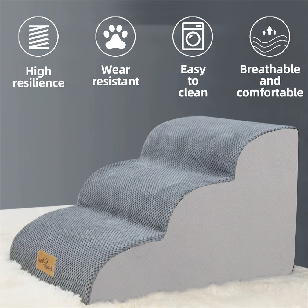 1pc 3Step Dog Stair Ramp Slope Dog Step Stable Thick Foam Stair For High Bed Sofa Couch Place Removable Cover